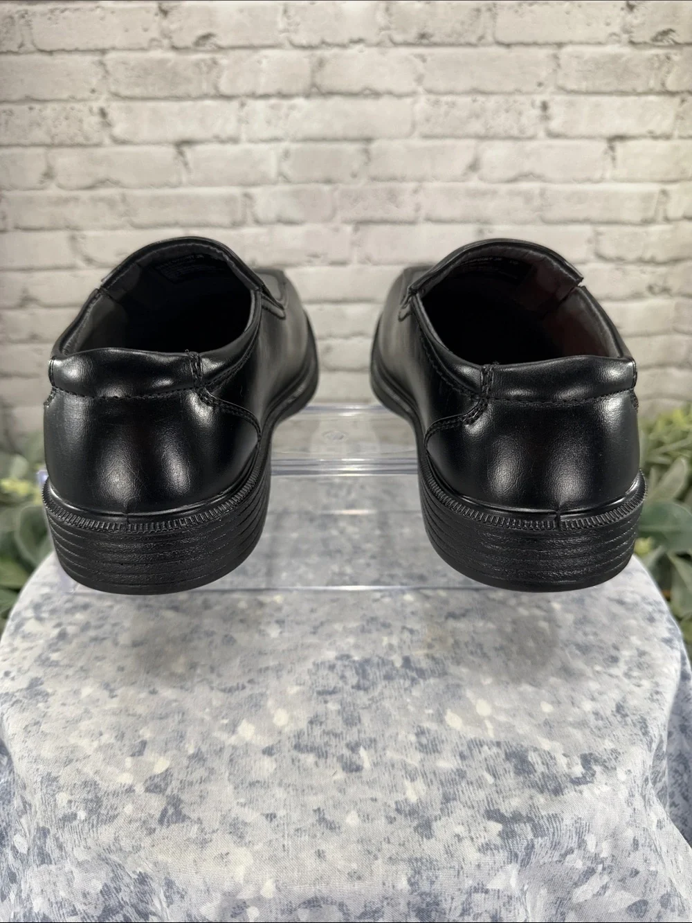 DEER STAGS “Greenpoint Jr.” Black Faux Leather Square Toe Dress Loafers Boys 3M